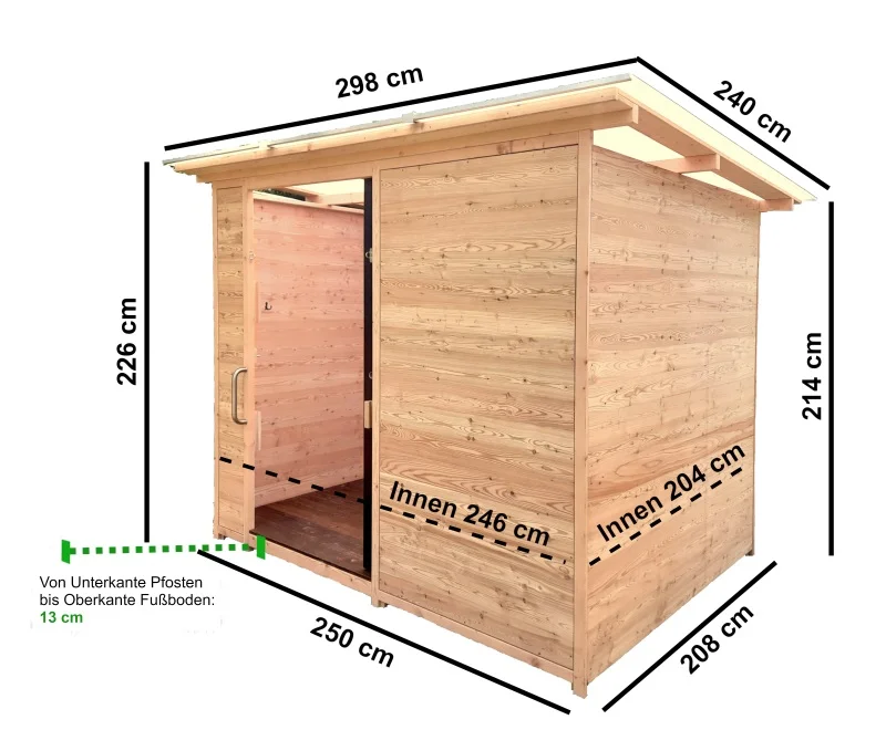 3D-Ansicht - Toilettenhäuschen WALD Barrierefrei XL mit Maßen