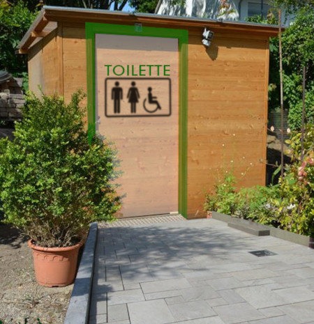 Zugang ebenerdig, Kontraste zur bessere Wahrnehmung: barrierefreie Toilette