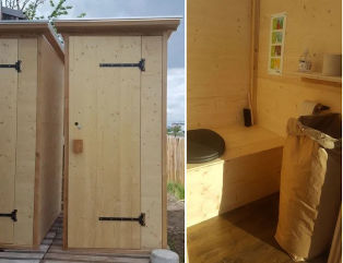 Einstreutoilette Wald 80L Aussen und Innenansicht
