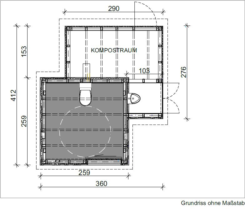 Toilettenanlage KUBUS mit Ecodomeo - Grundriss