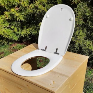 Innentoilette - Komposttoilette Die große Kleine, mit 80 Liter Fass und OLFA Toilettensitz offen
