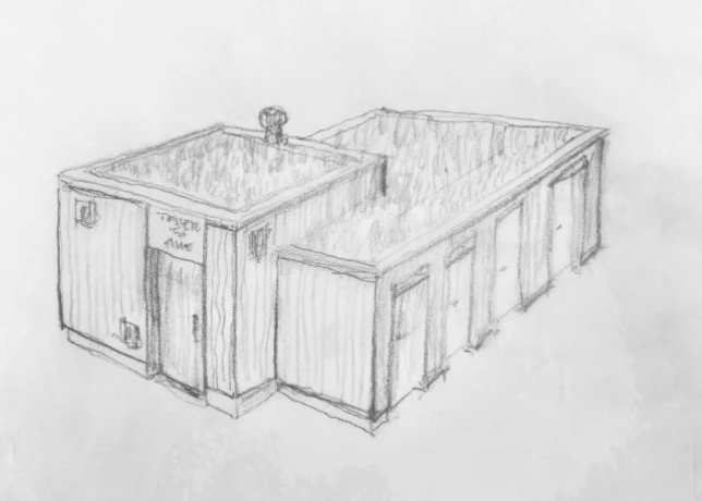  KUBUS-Toilettenanlage mit 1 barrierefreier Toilette, 2 Damen-Pissoirs und 2 Herren-Pissoirs, kompakte  Sanitäranlage für öffentliche Plätze