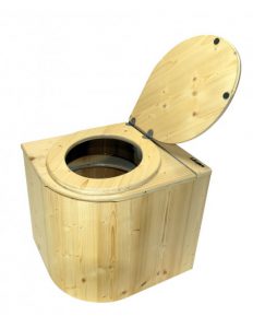 Kompost-Toilette Die Libelle aus Fichte lackiert - Deckel öffnet nach rechts