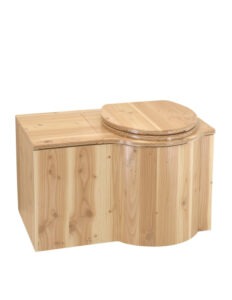 Komposttoilette "Schmetterling" aus Holz Douglasie lackiert, inkl Einstreubehälter 33 Liter. Sitz RECHTS