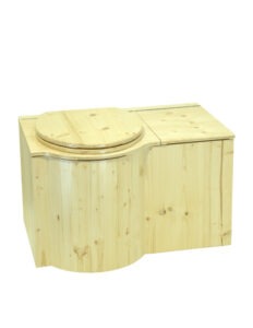 Komposttoilette aus Holz Fichte, lackiert. Modell Schmetterling mit Sitz links