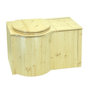 Komposttoilette aus Holz Fichte, lackiert. Modell Schmetterling mit Sitz links