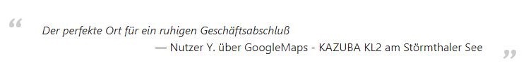 Google Maps Rezension zur KAZUBA Toilettte am Störmthaler Seee