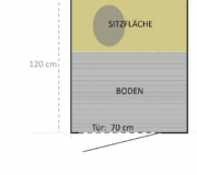 Skizze · Toilettenhäuschen WIESE Standardausführung · Maße 100 x 120 cm
