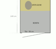 Skizze · Toilettenhäuschen WIESE Sonderbau I · Maße 120 x 140 cm