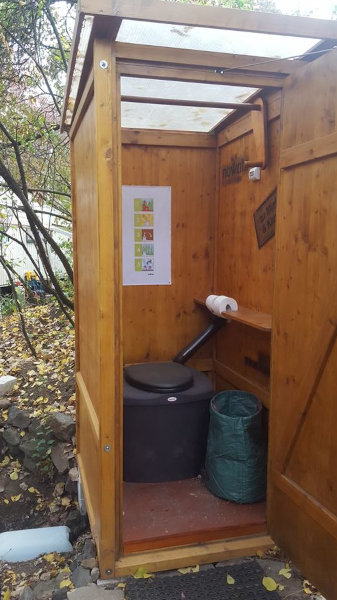 Toilette mit Komposttoilettensystem Biolan eco vertieft · Innenansicht