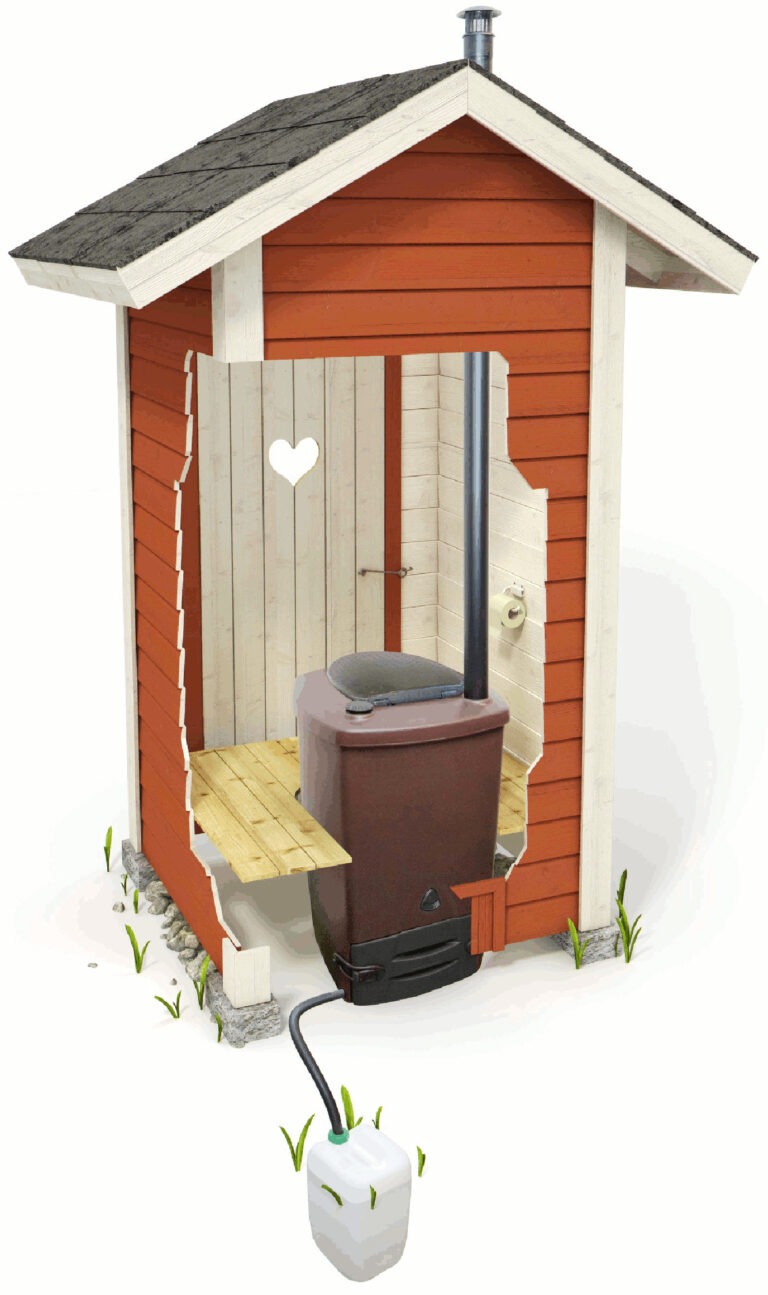 Anbringung der 97 cm hohe Biolan eco in einer Toilettenkabine - Beispiel