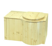 Trockentoilette aus Holz ökologisch. Modell Schmetterling aus Fichte lakiert, Sitz rechts