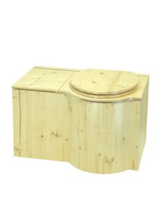 Trockentoilette aus Holz ökologisch. Modell Schmetterling aus Fichte lakiert, Sitz rechts