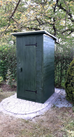 Verkauf · Komposttoilette WALD 80L mit grüner Lasur · Privatgarten in Bad-Nauheim