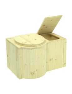 Biotoilette aus Holz "Schmetterling" - Einstreubehälter geöffnet
