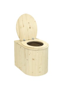 Trockentoilette aus Holz, Marienkäfer, unbehandelt - Deckel offen