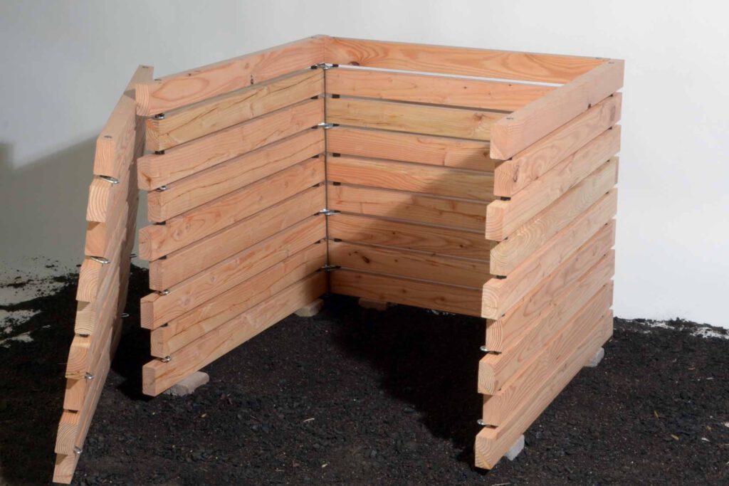 Komposter novum aus Holz mit Stecksystem - Wand offen