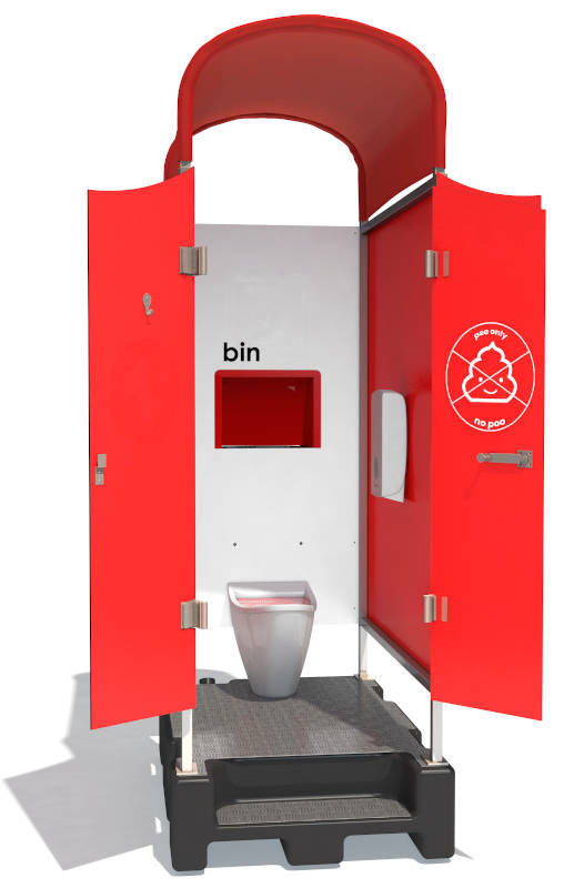 madamePee · Urinal für Frauen. Festivals oder Festinstalliert. Die Kabine