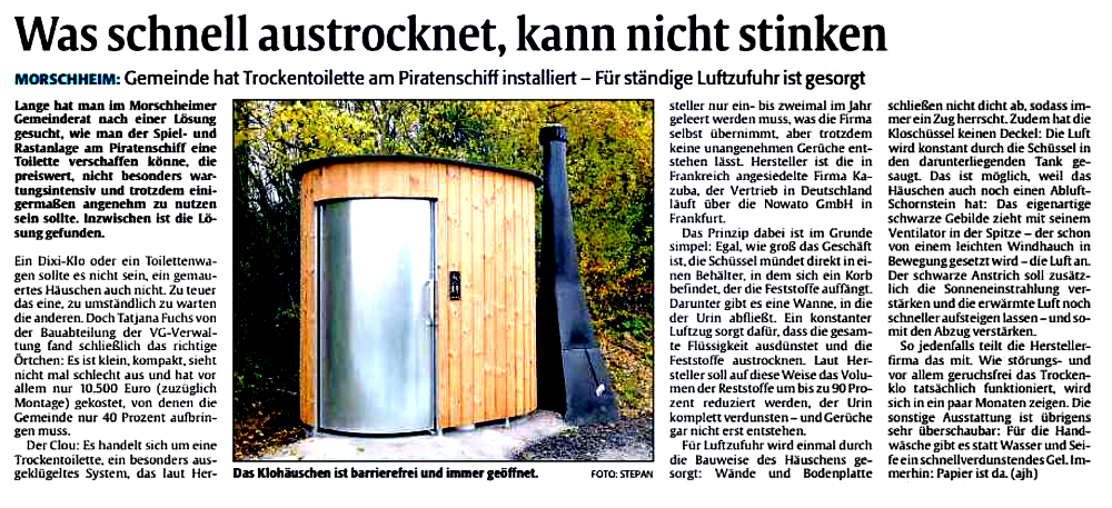 Artikel über nowato in der Rheinpfalz